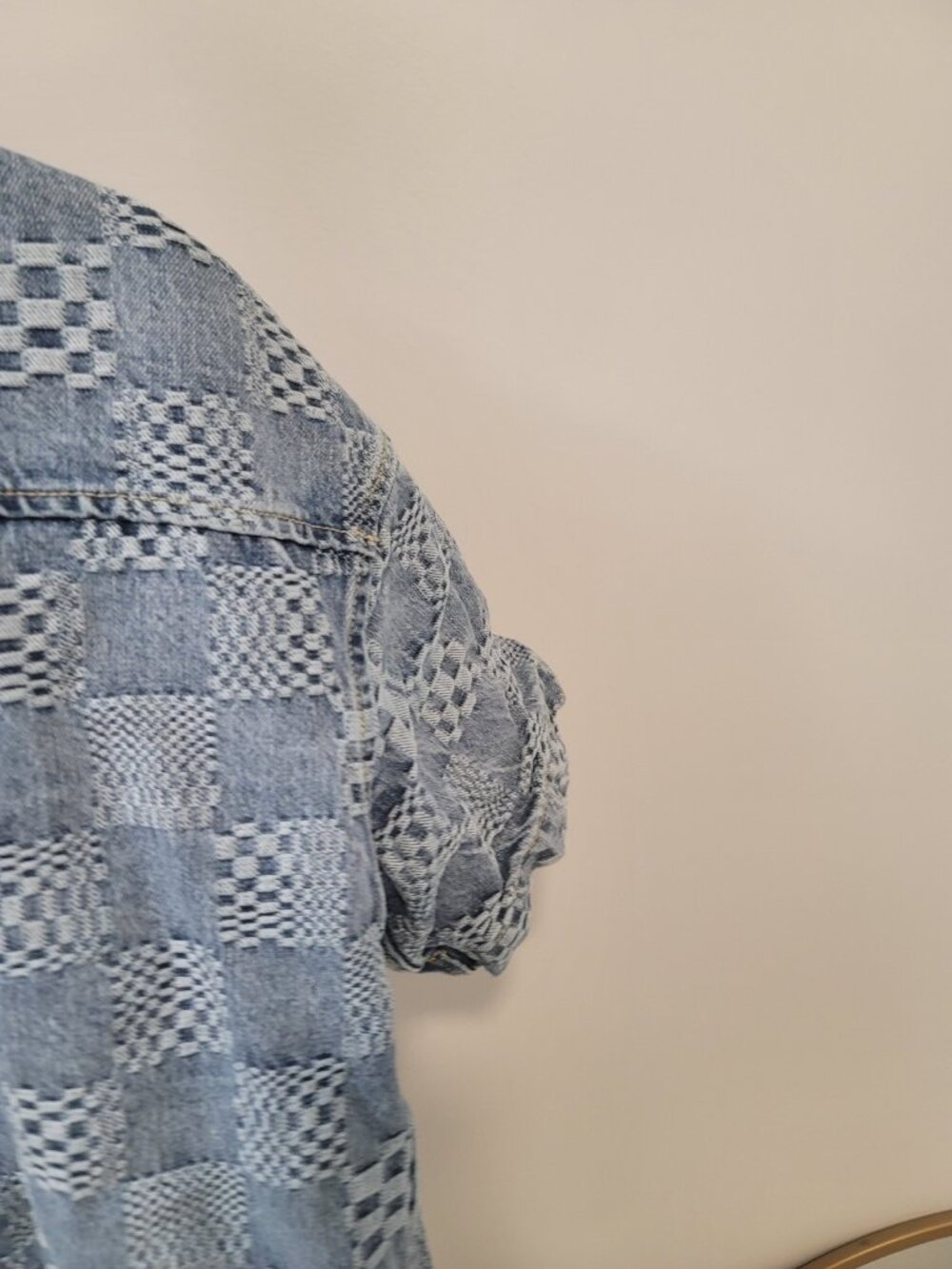 Louis Vuitton Men's 3D Denim Damier Short Sleeve Button-Up Shirt (IT 36) - Picture 11 of 12